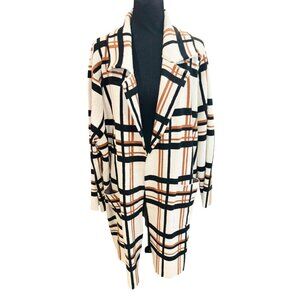 NWT Plus Size Plaid Open Front Long Cardigan Sweater Jacket Coat 2X Camel Office